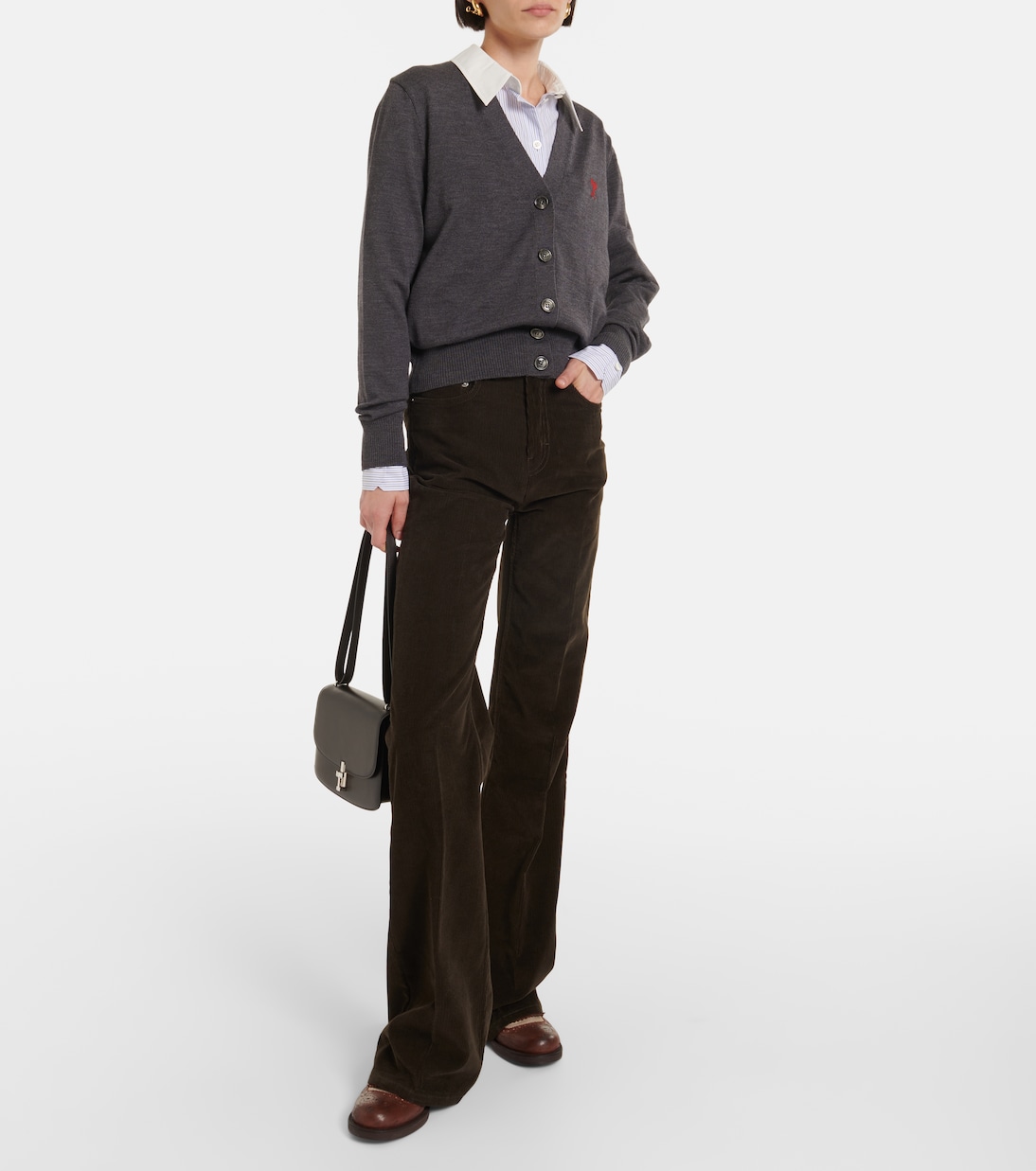 High-rise cotton corduroy flared pants | Ami Paris