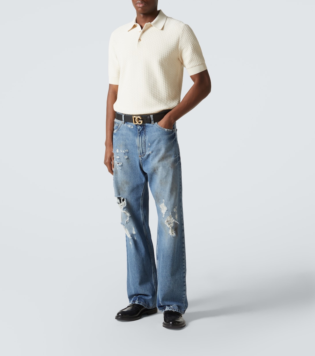 Polo DG in maglia di cotone | Dolce&Gabbana