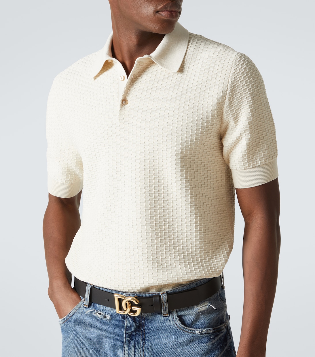 Polo DG in maglia di cotone | Dolce&Gabbana