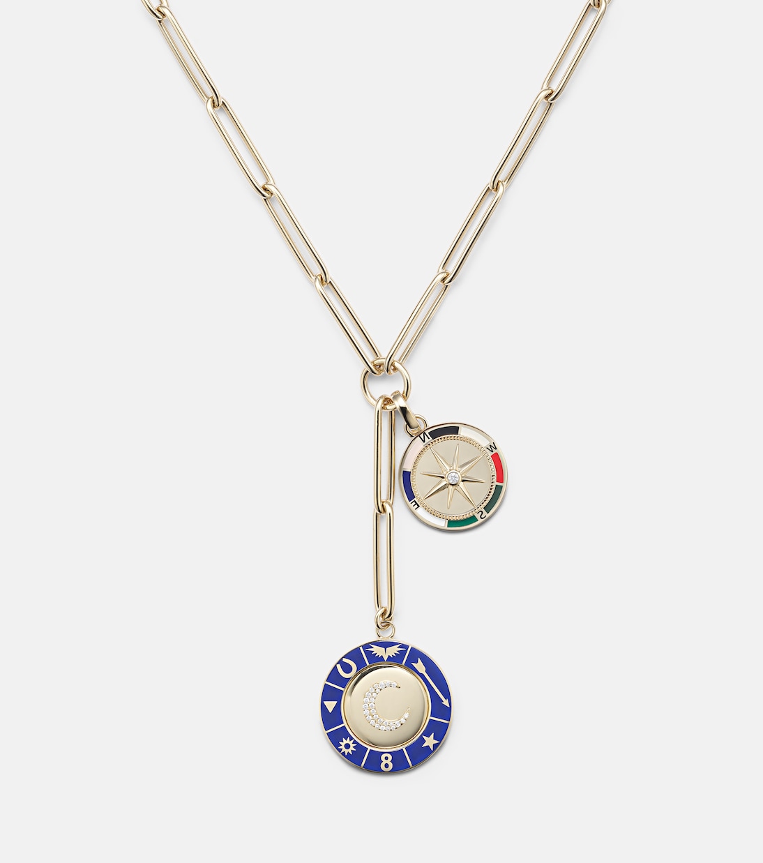 Collier Crescent & Internal Compass en or 18 ct et diamants | FoundRae