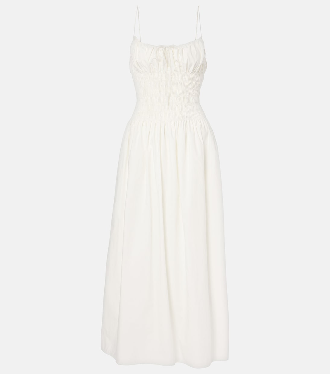 Shirred cotton maxi dress in white Faithfull Mytheresa