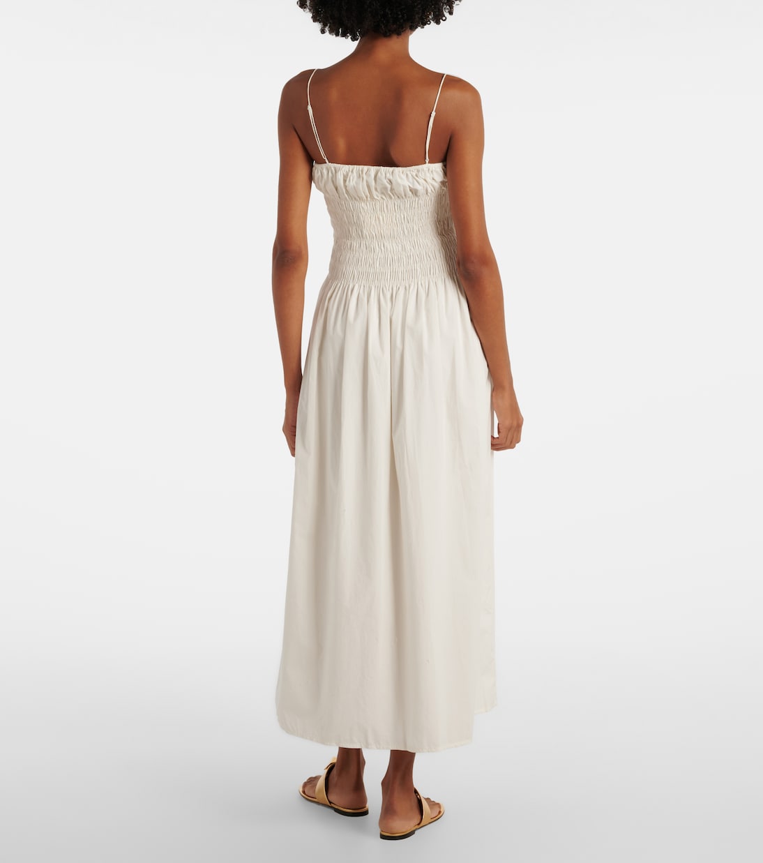 Shirred cotton maxi dress | Faithfull