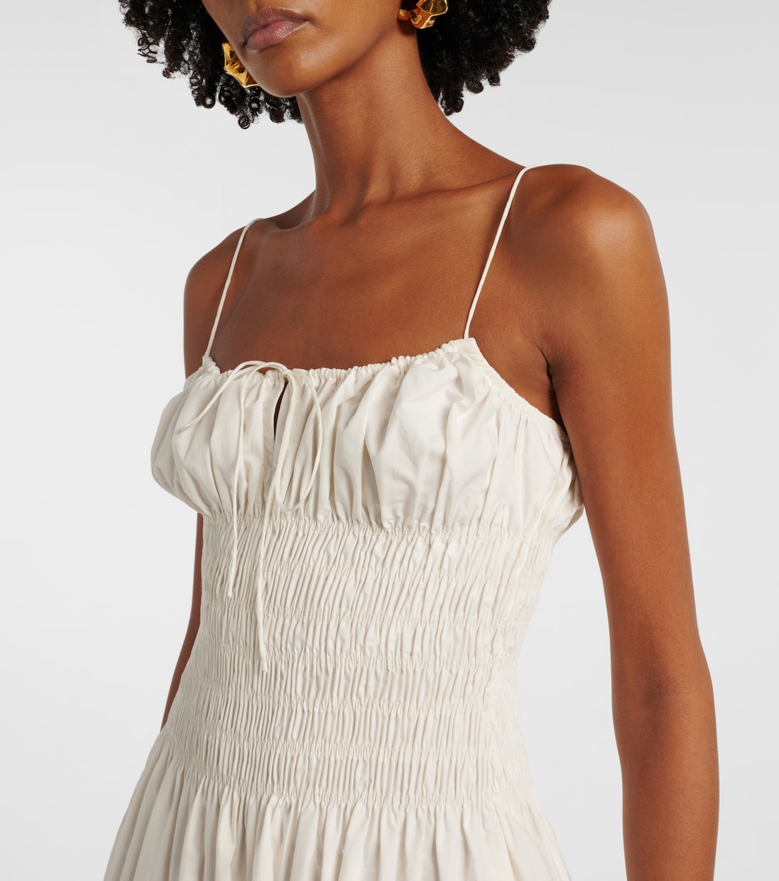 Shirred cotton maxi dress | Faithfull