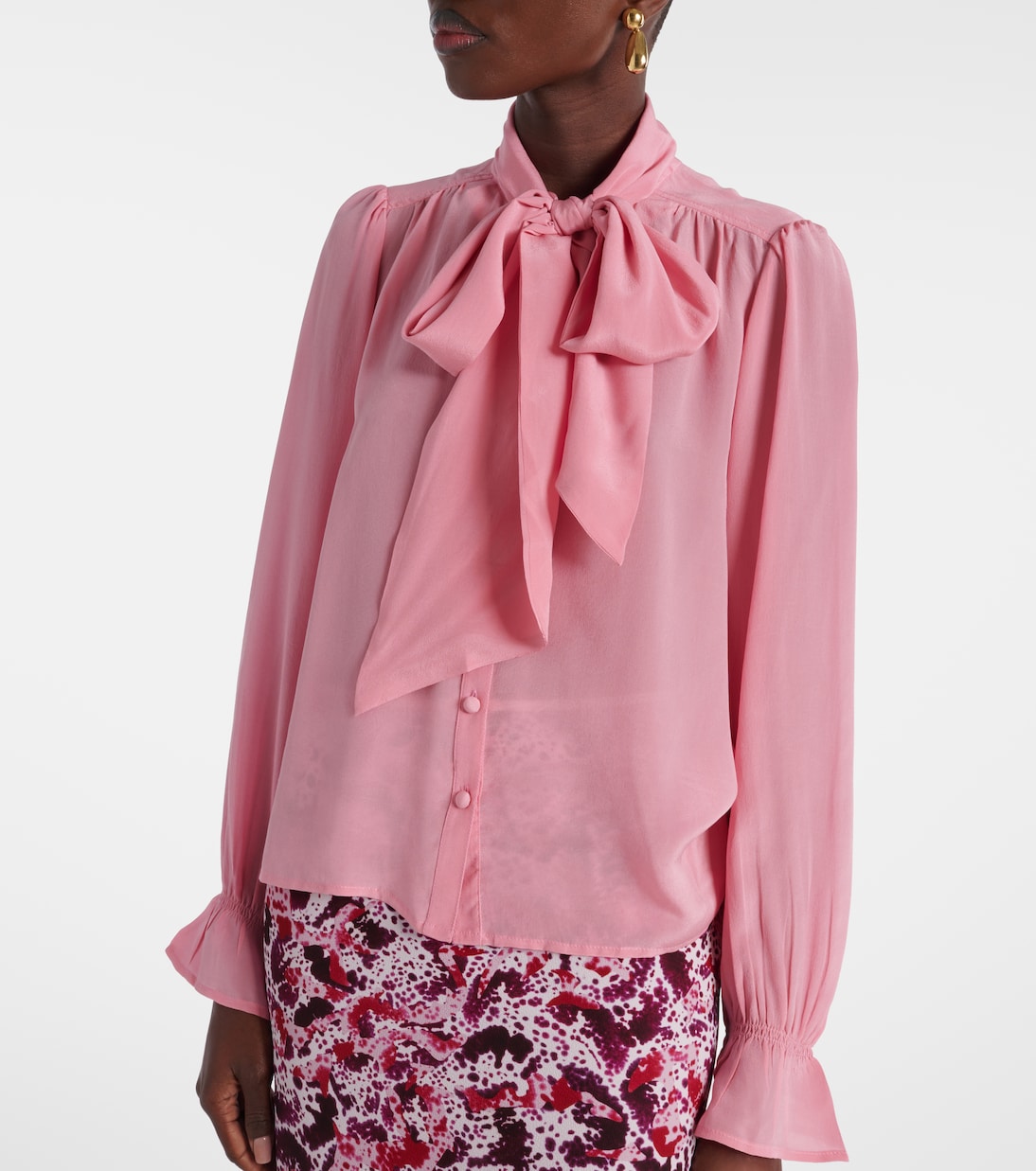 Blusa Wilhelmina in seta con fiocco | Rixo