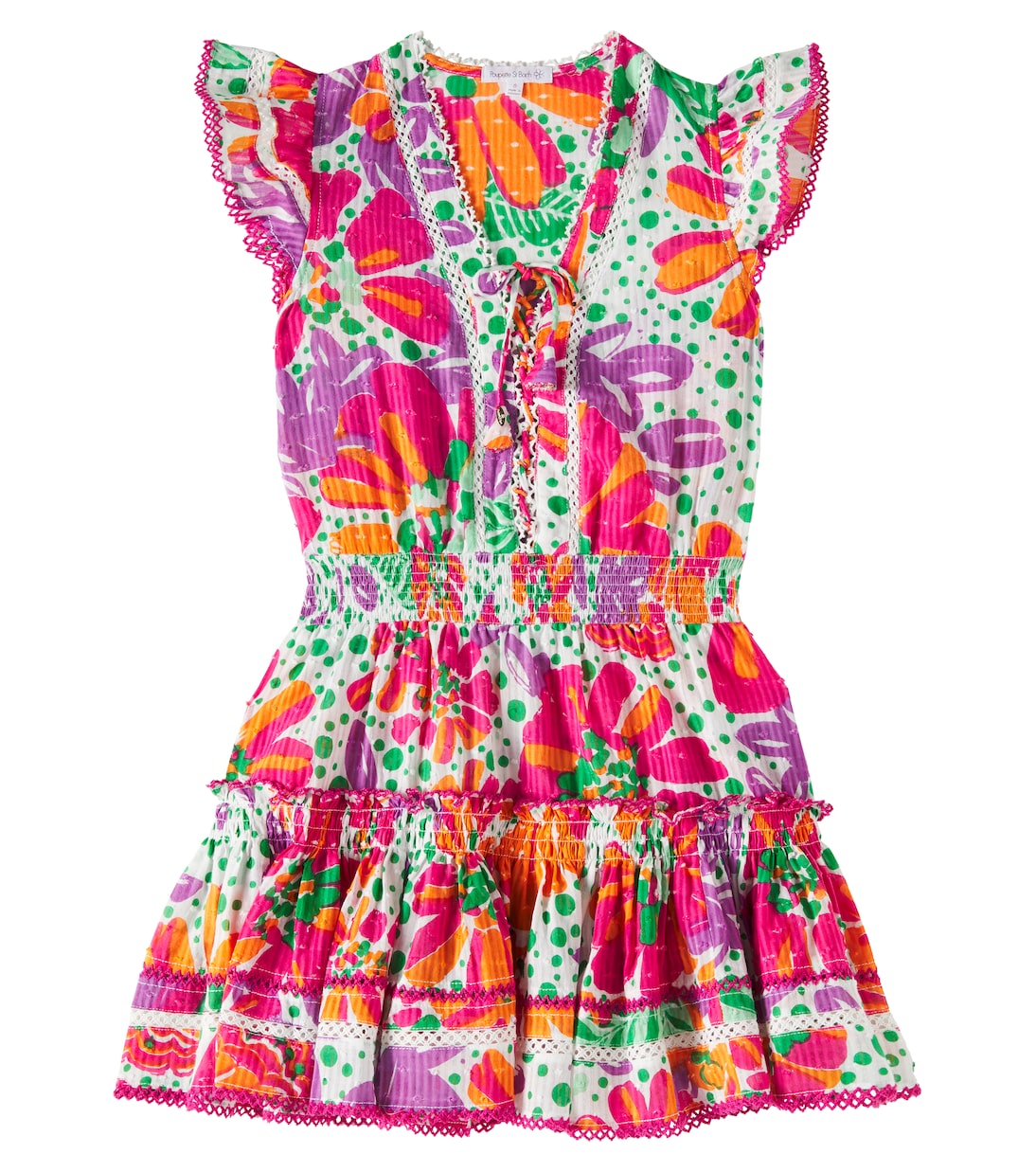 Vestido fruncido Anais de algodón floral | Poupette St Barth Kids