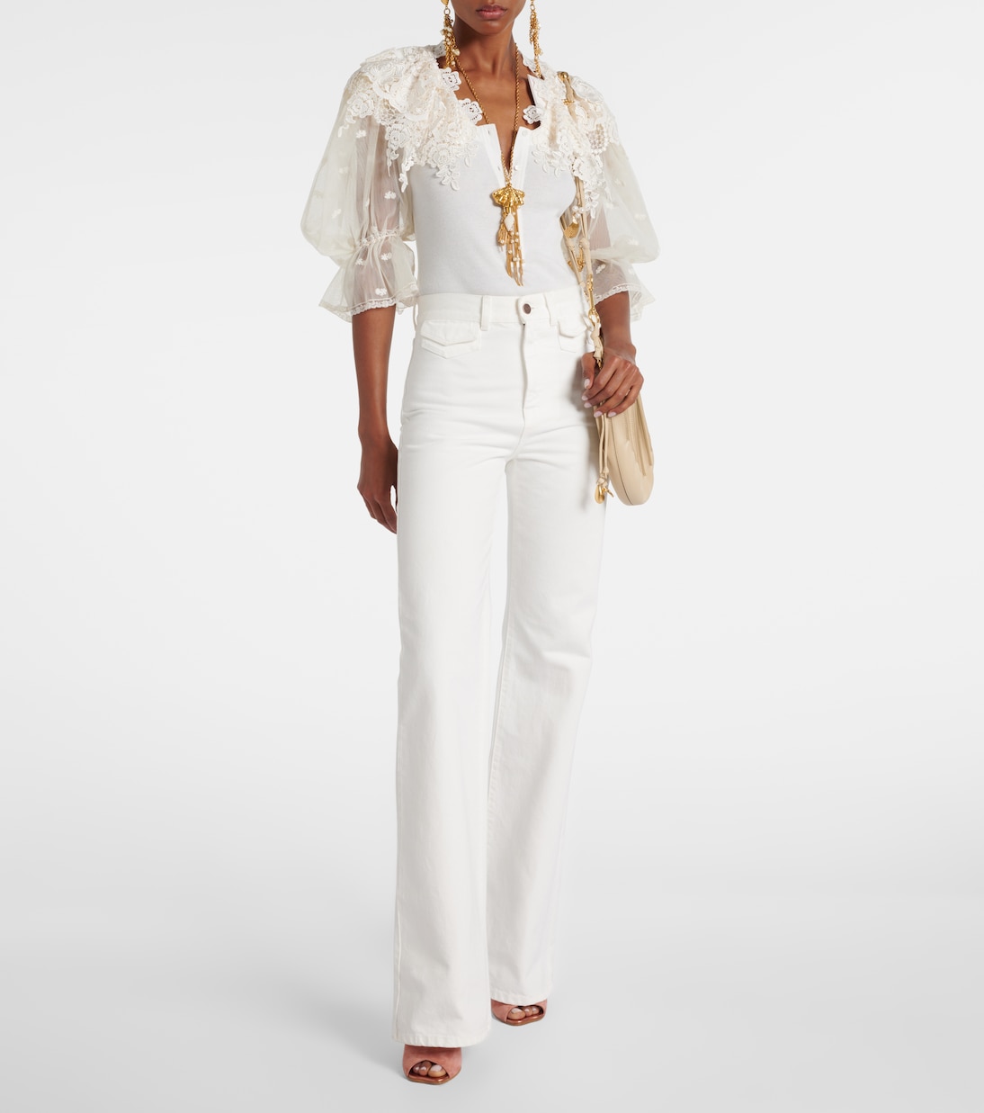 Guipure lace-trimmed cotton bodysuit | Chloé