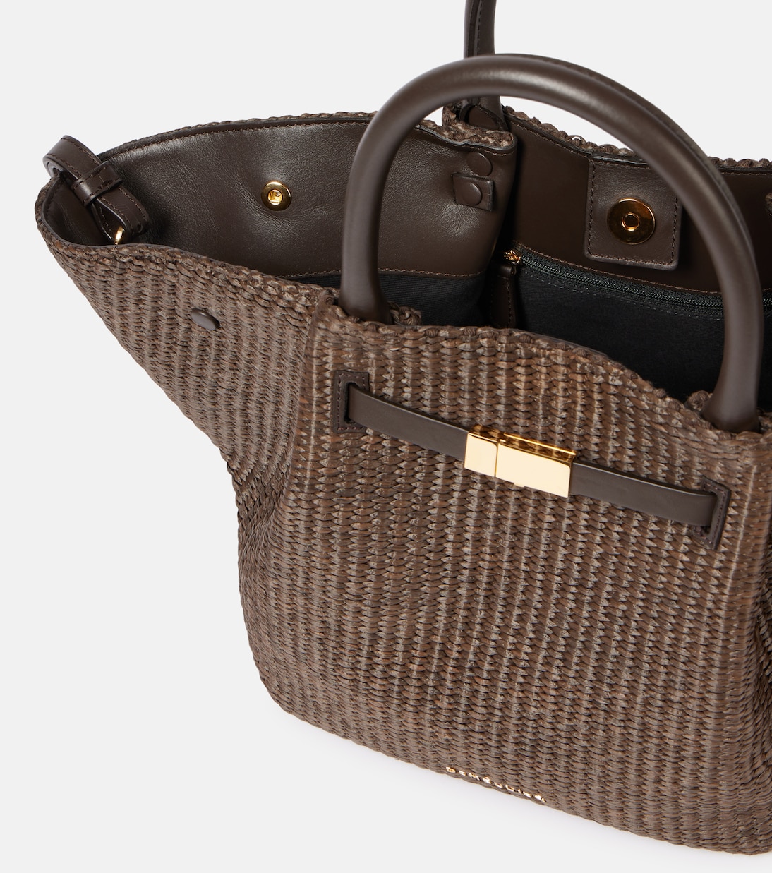 Borsa New York Midi in rafia con pelle | DeMellier