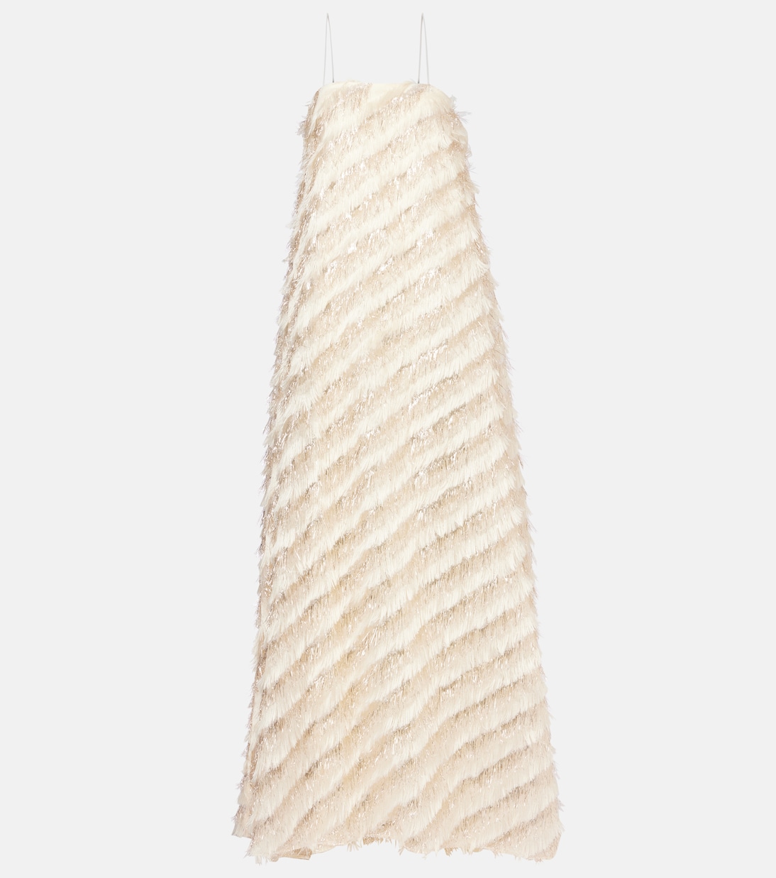 Abito lungo Anguilla in jacquard con frange | Taller Marmo