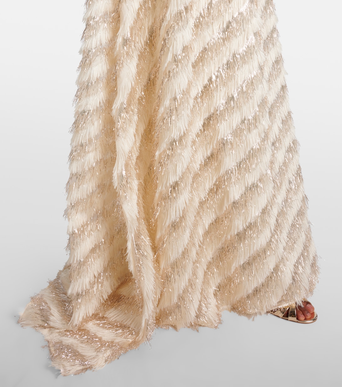 Abito lungo Anguilla in jacquard con frange | Taller Marmo