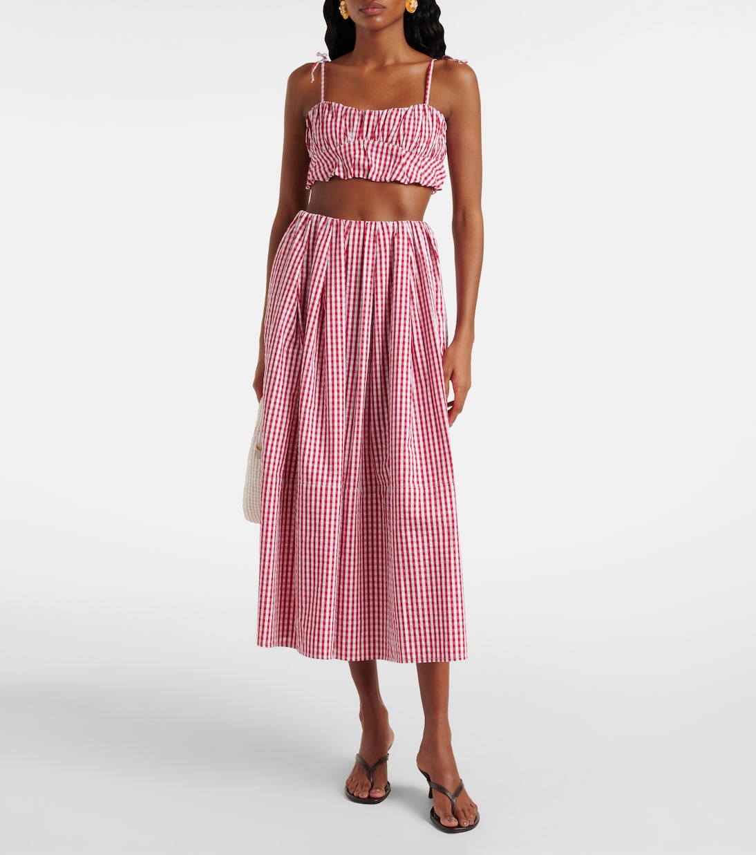 Top cropped Mira in popeline di cotone a quadretti | Faithfull