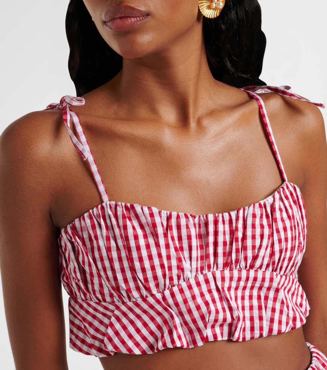 Top cropped Mira in popeline di cotone a quadretti | Faithfull
