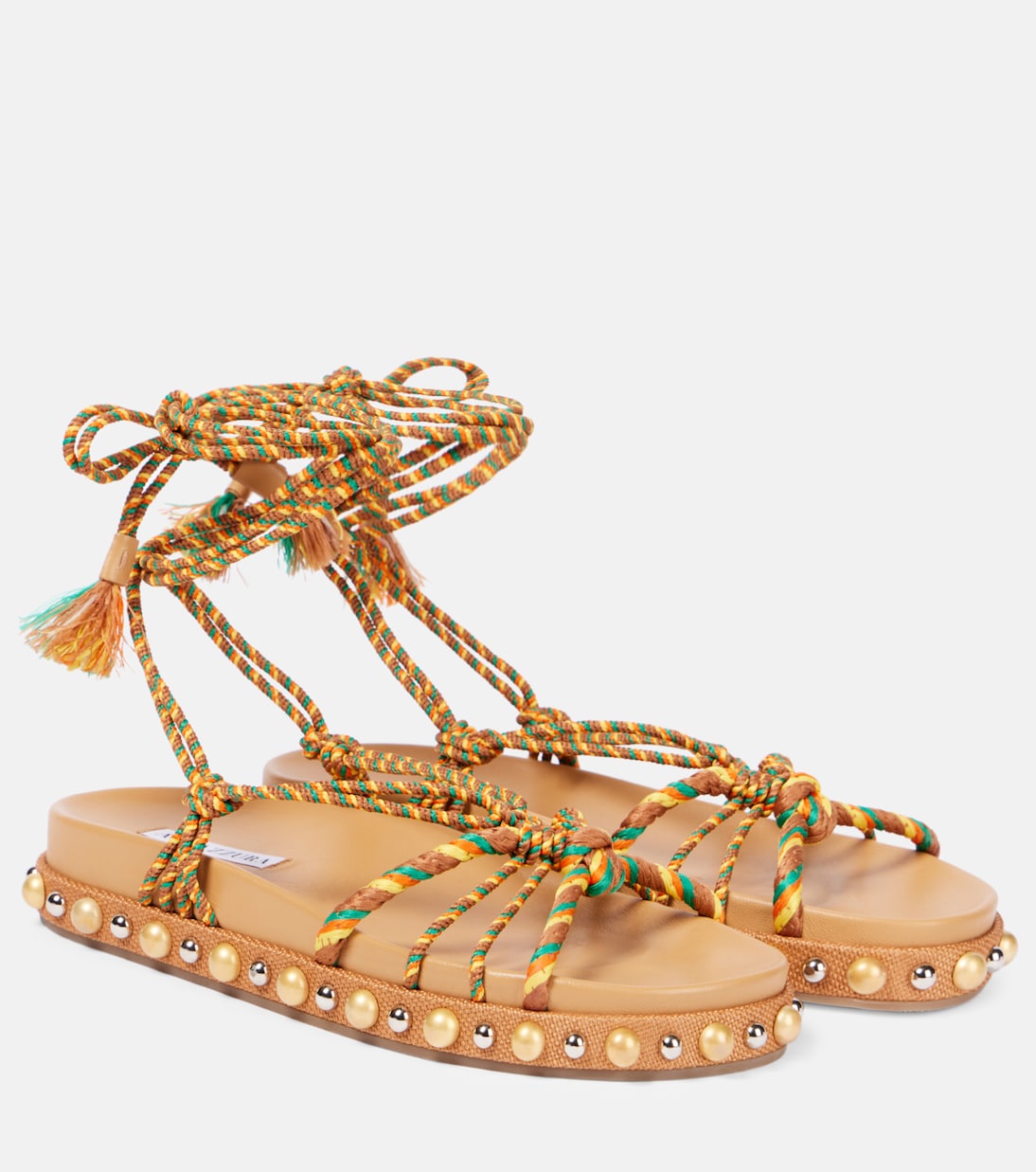 Tropical Rope embellished raffia sandals | Aquazzura