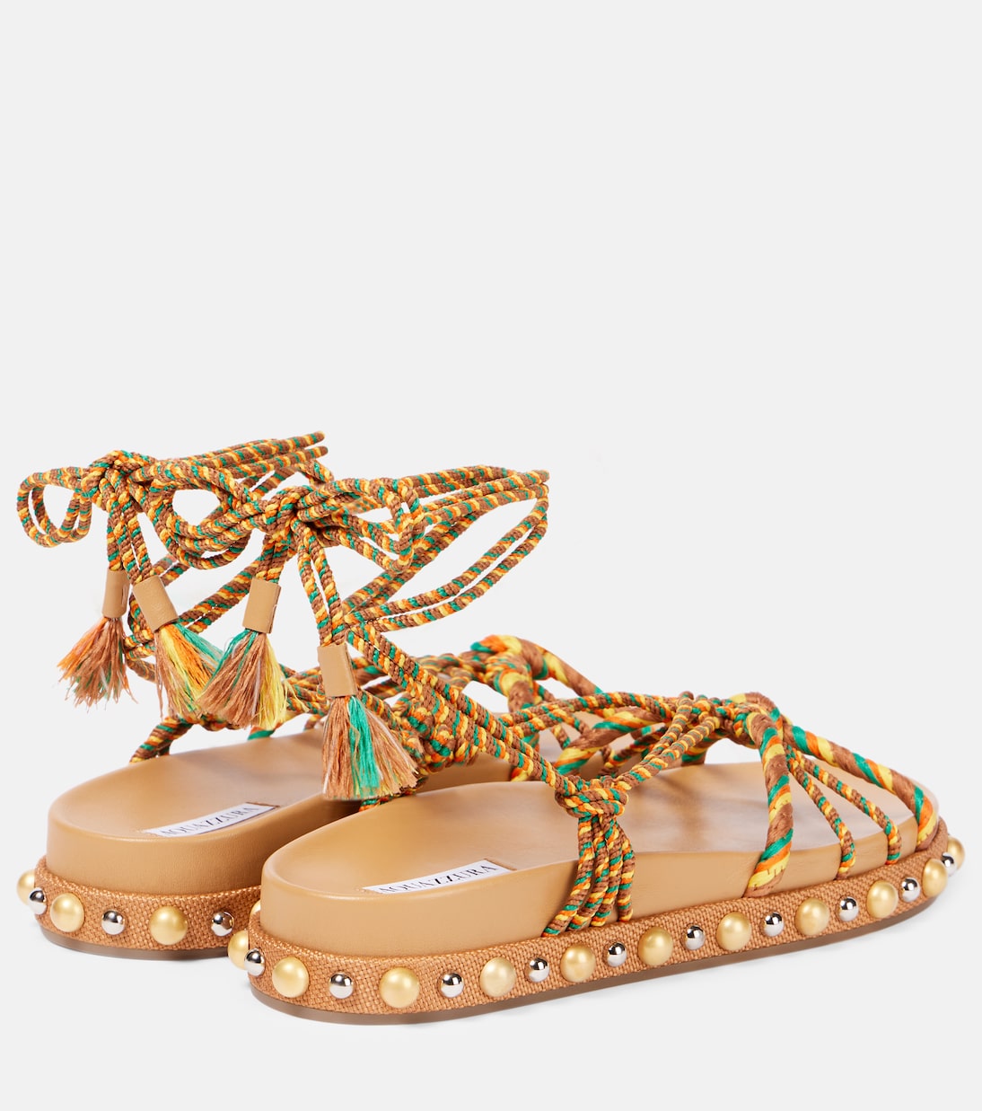 Tropical Rope embellished raffia sandals | Aquazzura