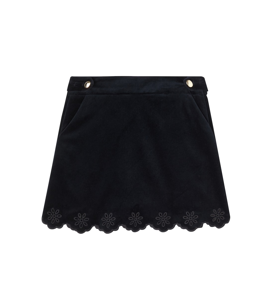 Scalloped cotton velvet skirt | Chloé Kids