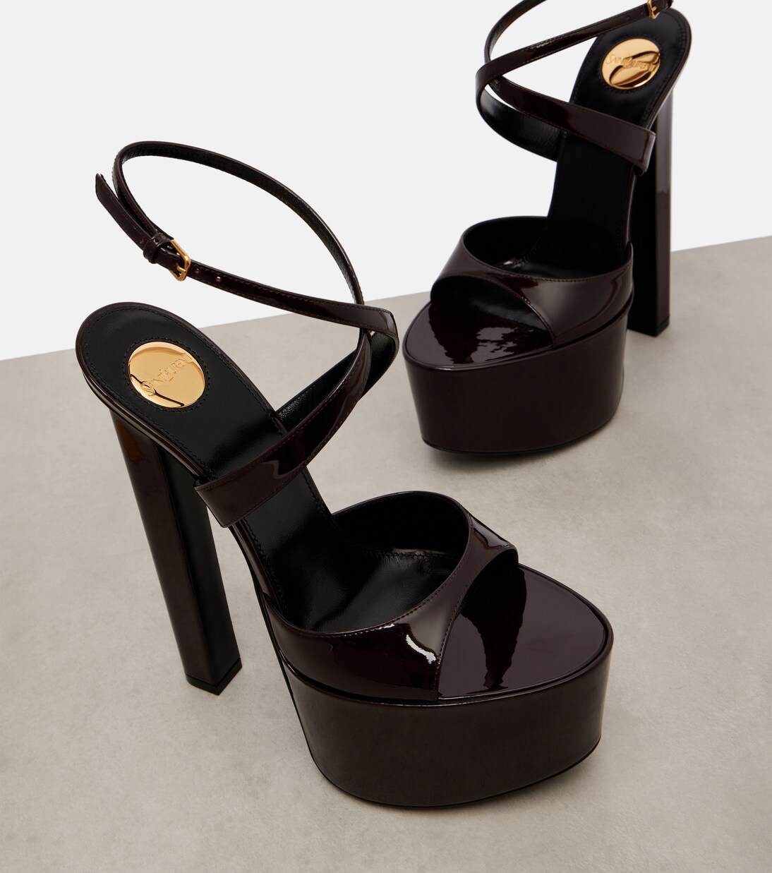 Rossy 100 patent leather platform sandals | Saint Laurent