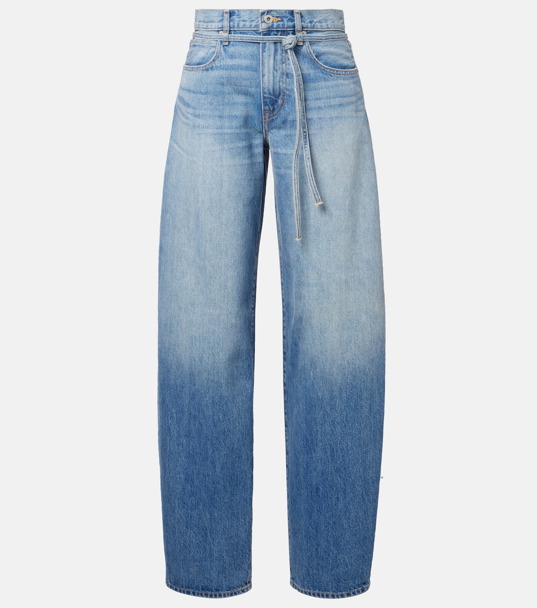 Hailey belted mid-rise barrel-leg jeans | Slvrlake