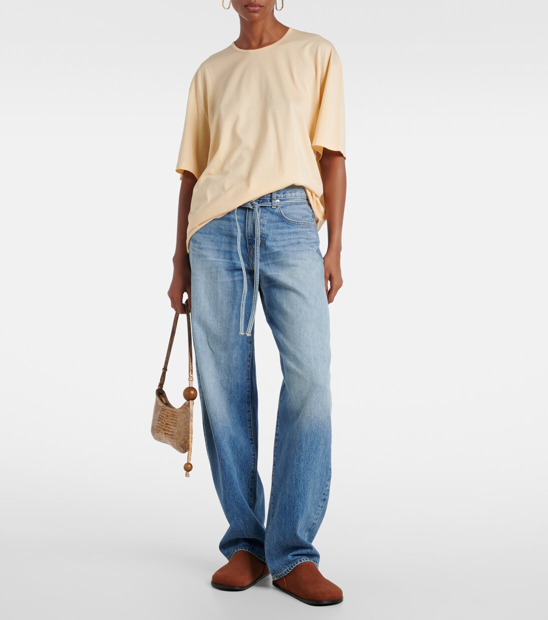 Hailey belted mid-rise barrel-leg jeans | Slvrlake