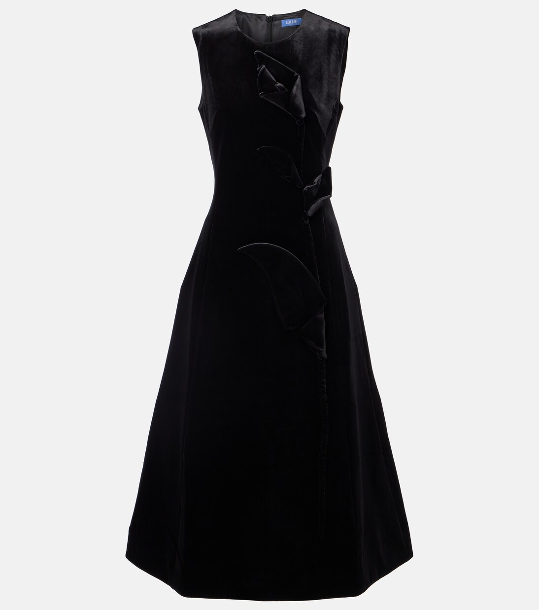 Cleo floral-appliqué velvet midi dress | Leo Lin