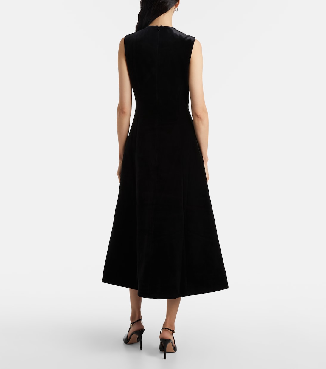 Cleo floral-appliqué velvet midi dress | Leo Lin