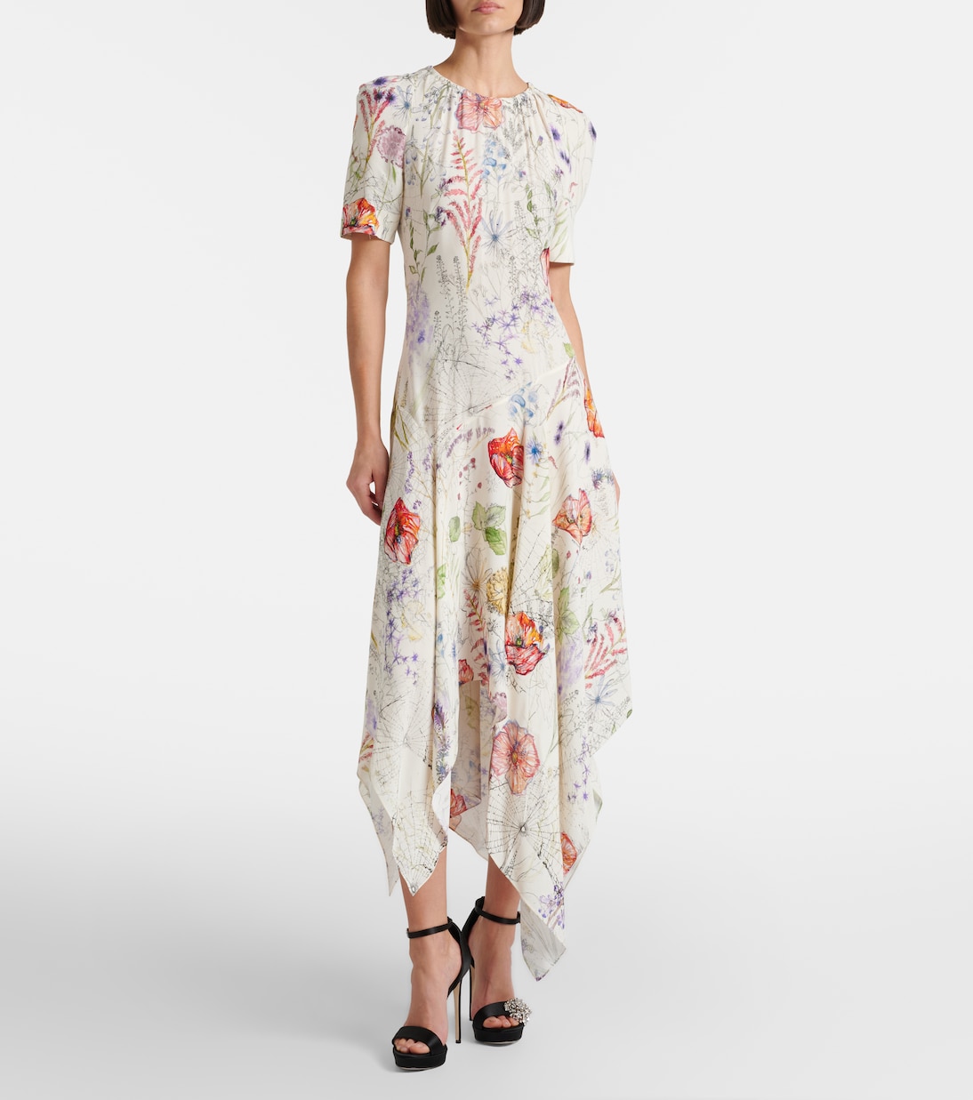 Floral asymmetric midi dress | McQueen