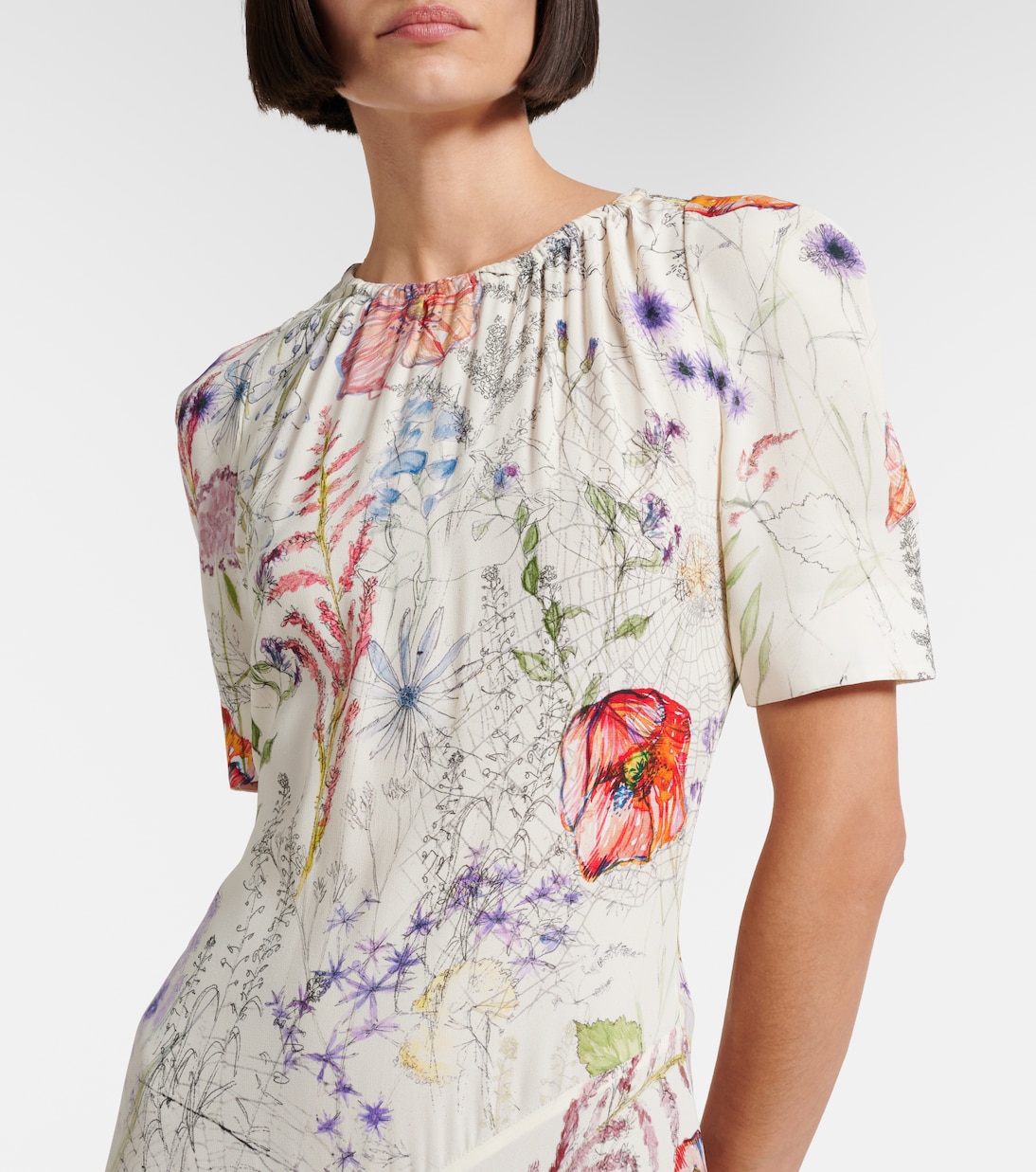 Floral asymmetric midi dress | McQueen