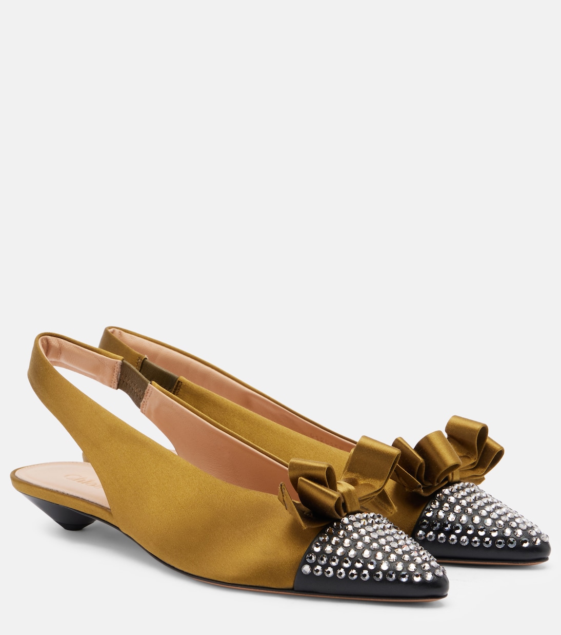 Alba 20 embellished satin slingback pumps | Chloé