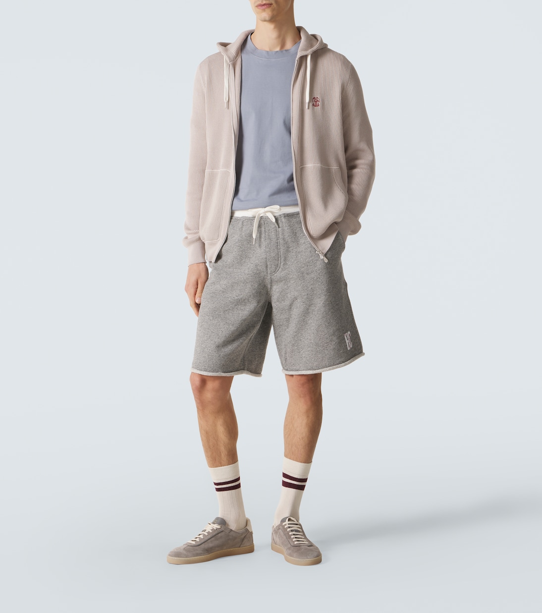 Logo ribbed-knit cotton zip-up hoodie | Brunello Cucinelli