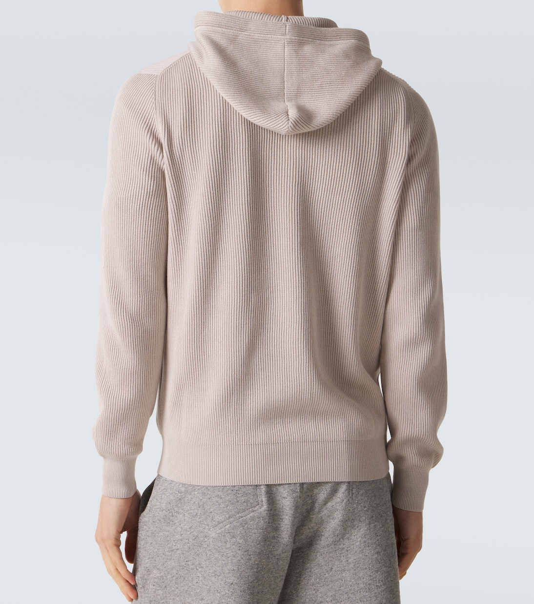 Logo ribbed-knit cotton zip-up hoodie | Brunello Cucinelli
