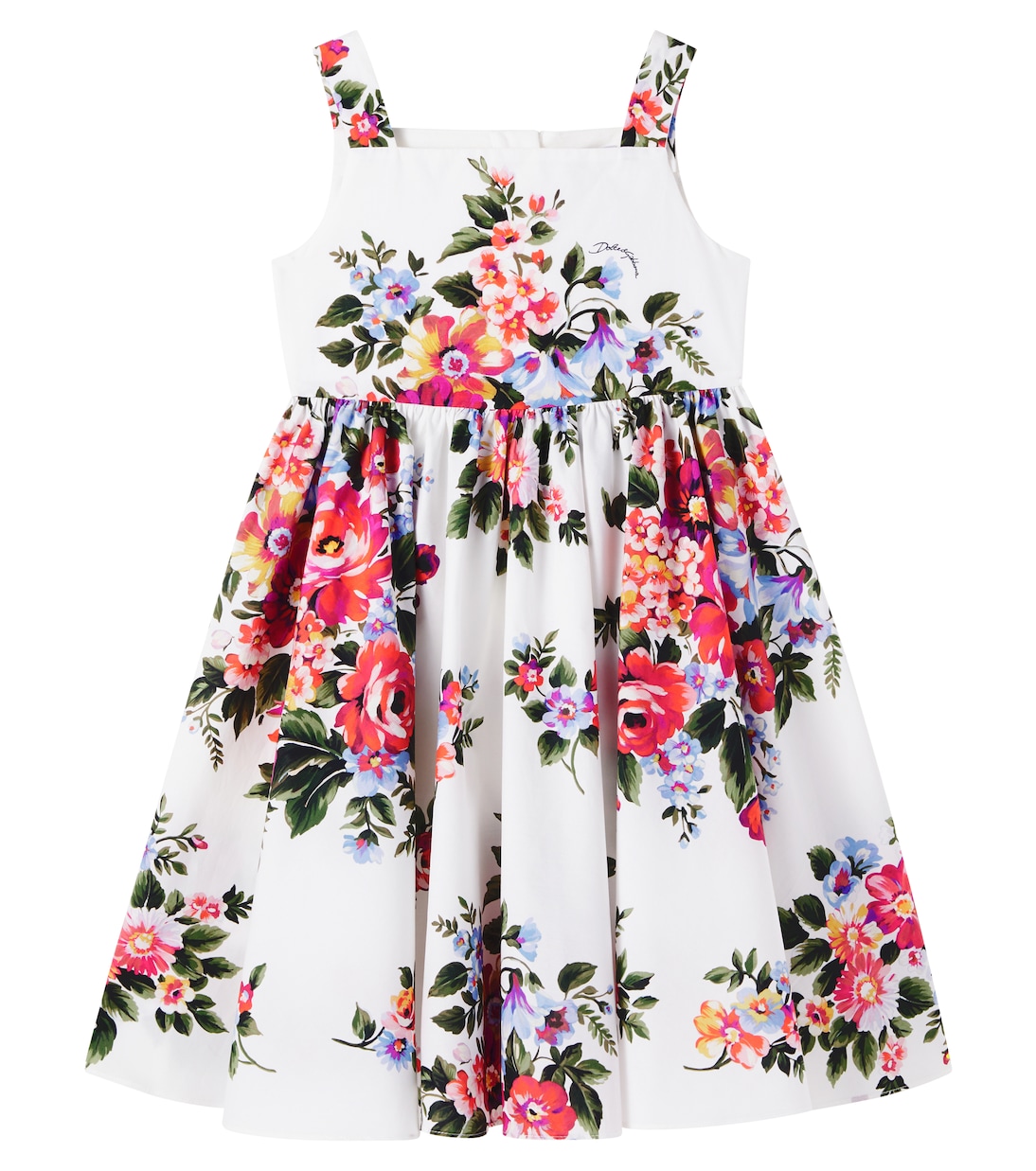 Vestido de popelín de algodón floral | Dolce&Gabbana Kids