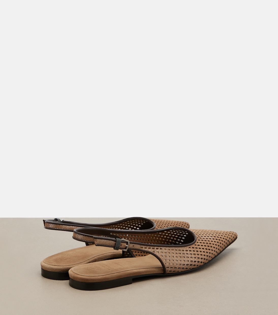 Perforated leather slingback flats | Brunello Cucinelli