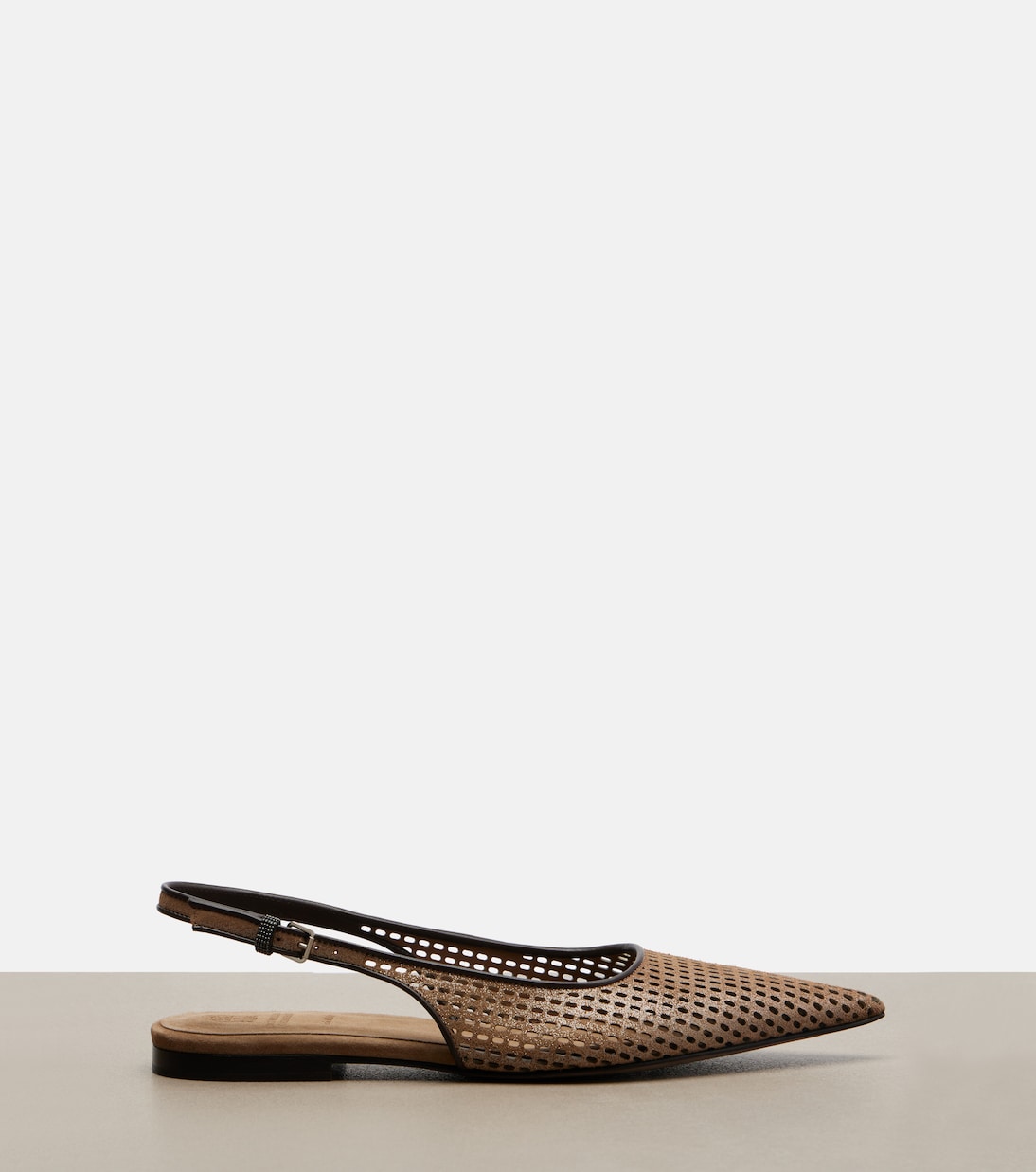 Perforated leather slingback flats | Brunello Cucinelli