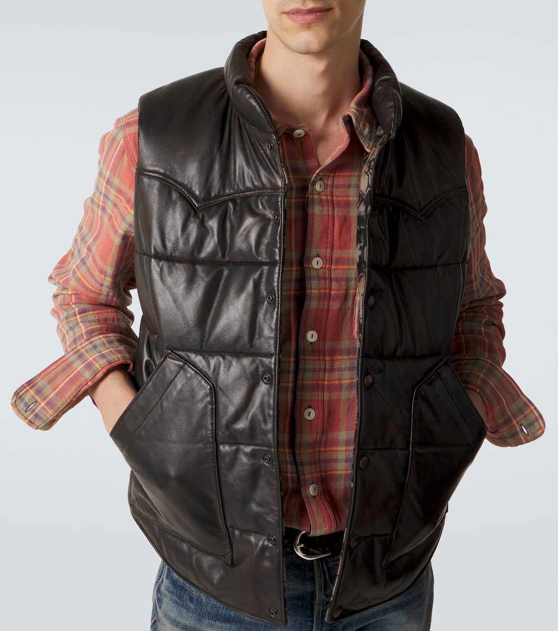 Veste doudoune sans manches en cuir | RRL