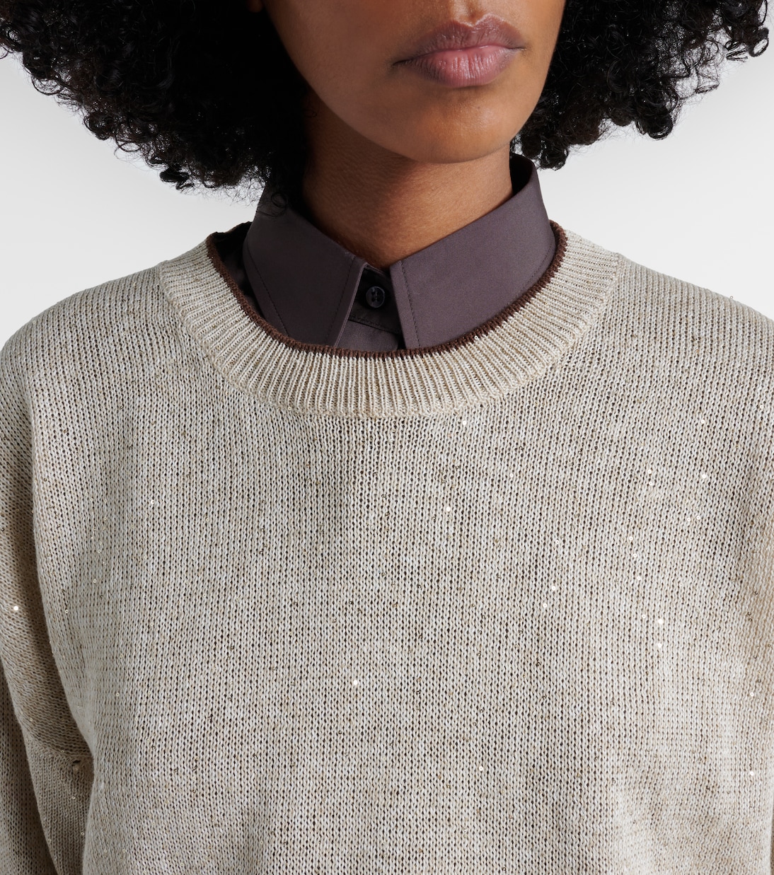 Sequined linen-blend sweater | Brunello Cucinelli