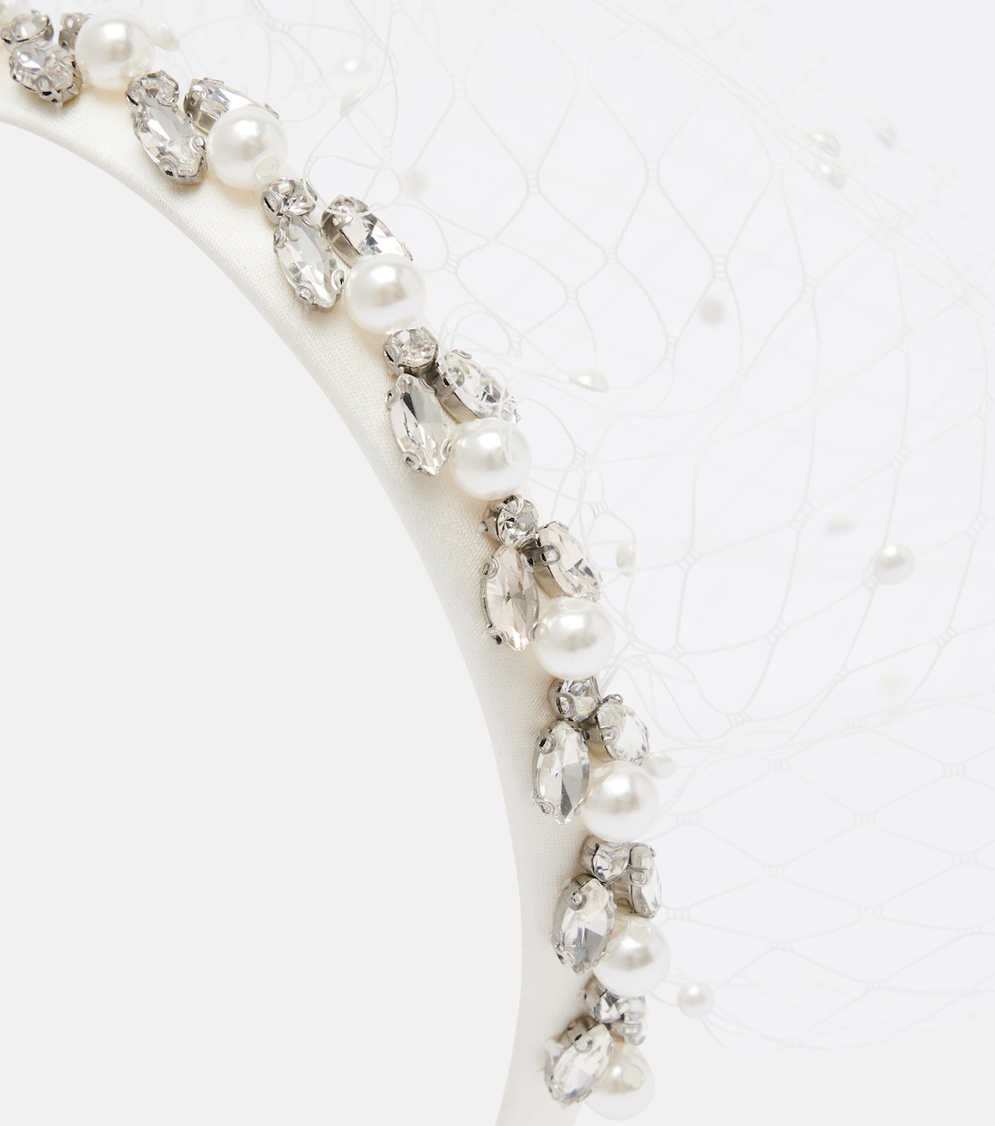 Embellished satin and fishnet headband | Self-Portrait