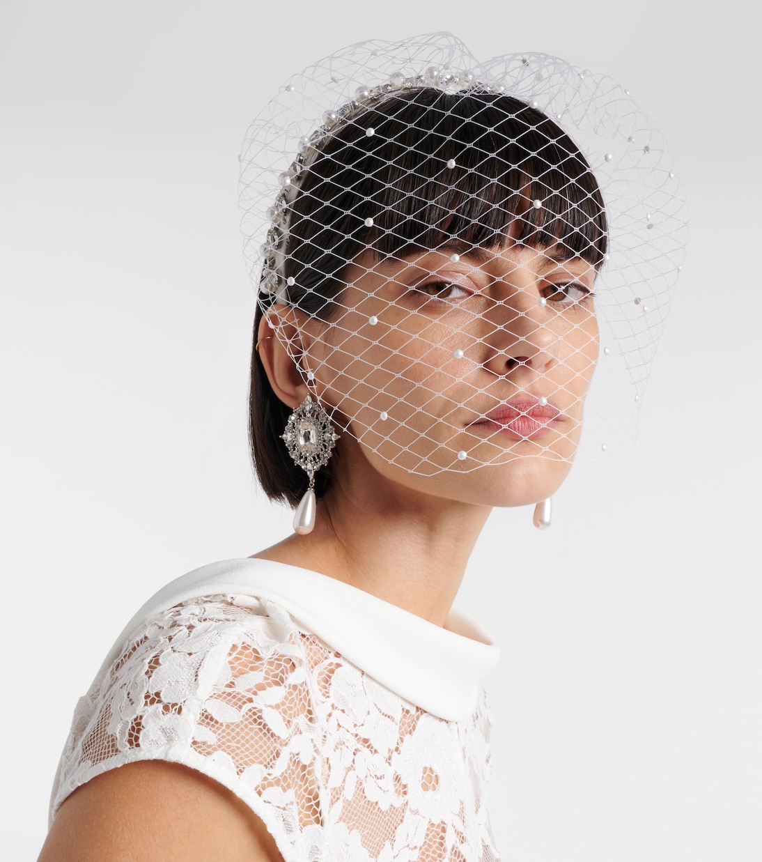 Embellished satin and fishnet headband | Self-Portrait