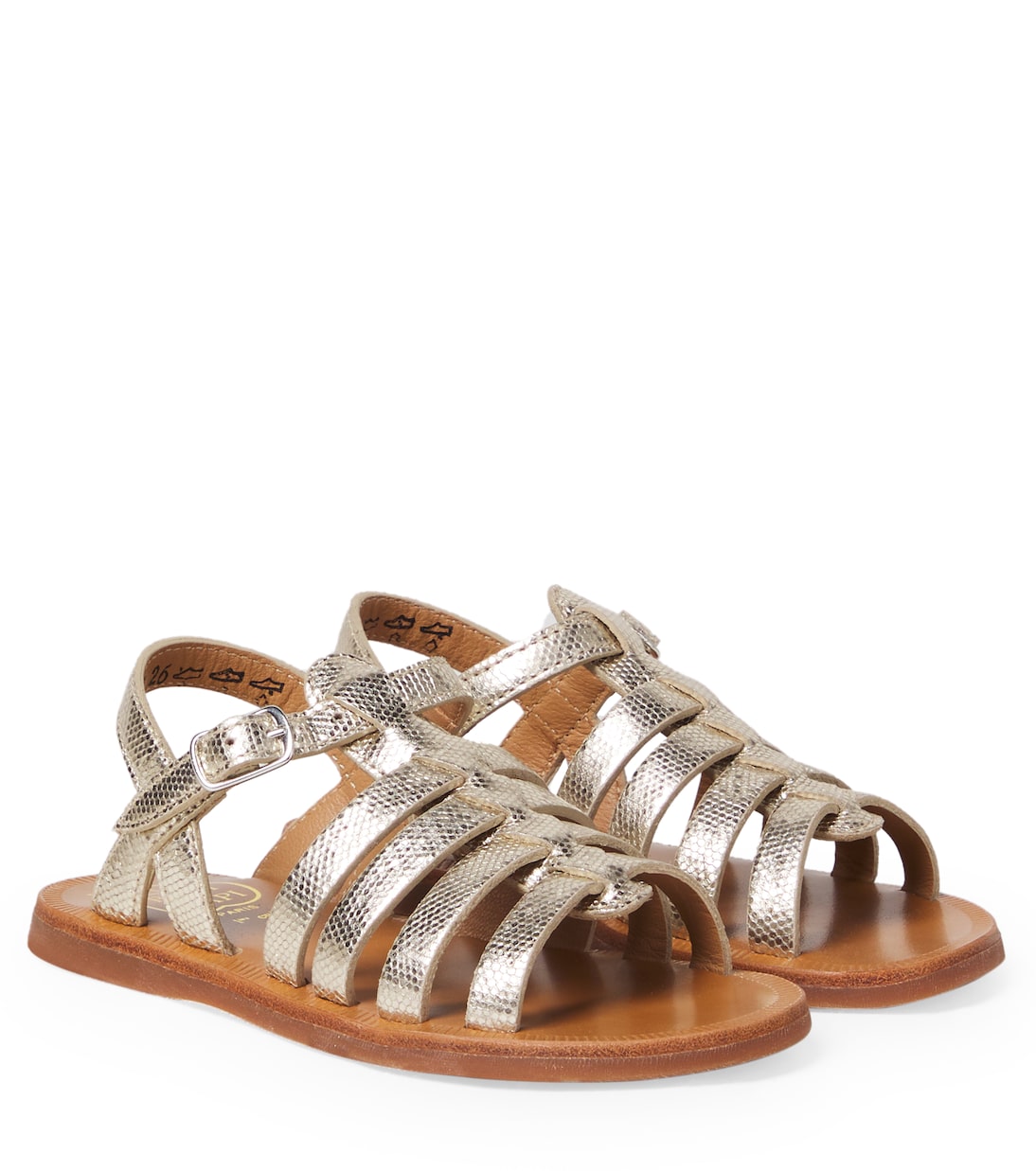Plagette Strap metallic leather sandals | Pom d'Api