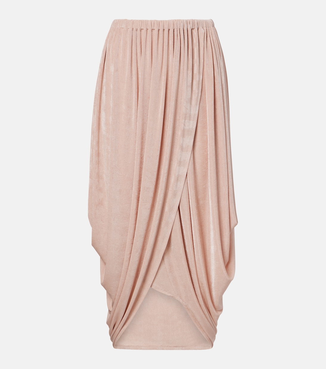 Asymmetric draped midi skirt | Xu Zhi