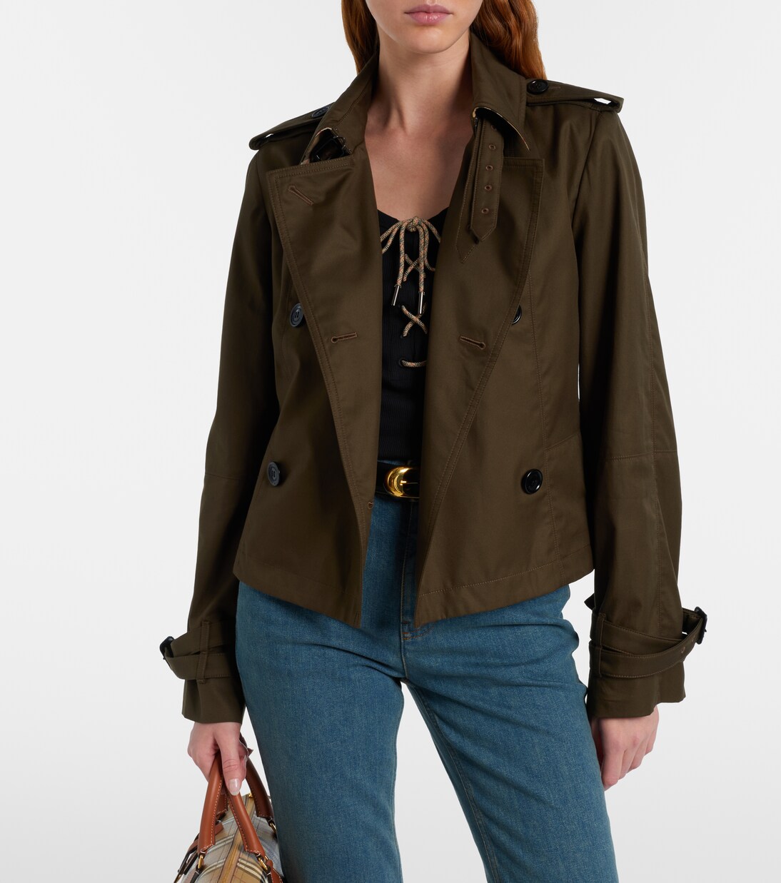 Cropped cotton gabardine trench jacket | Burberry