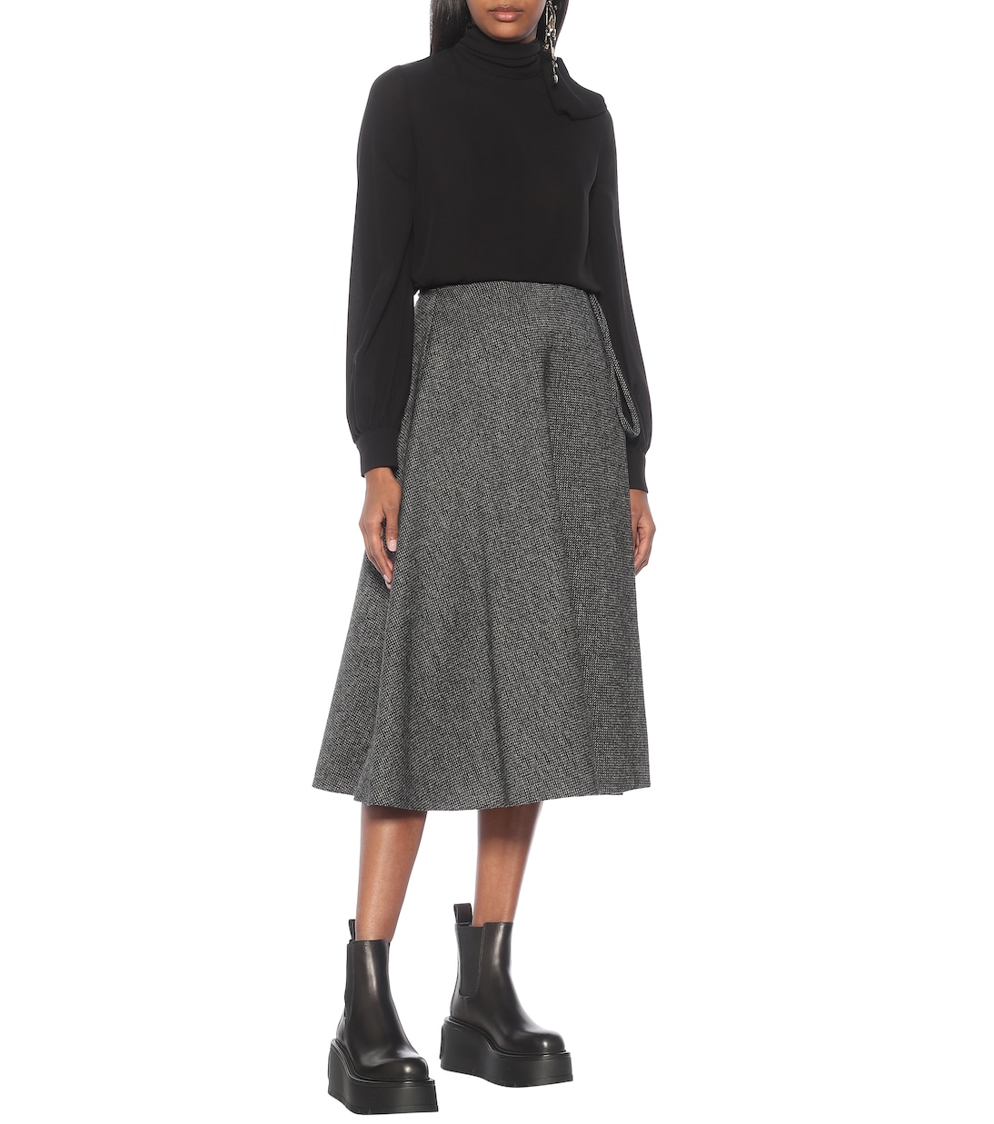 Valentino falda midi de crepé de lana | Valentino