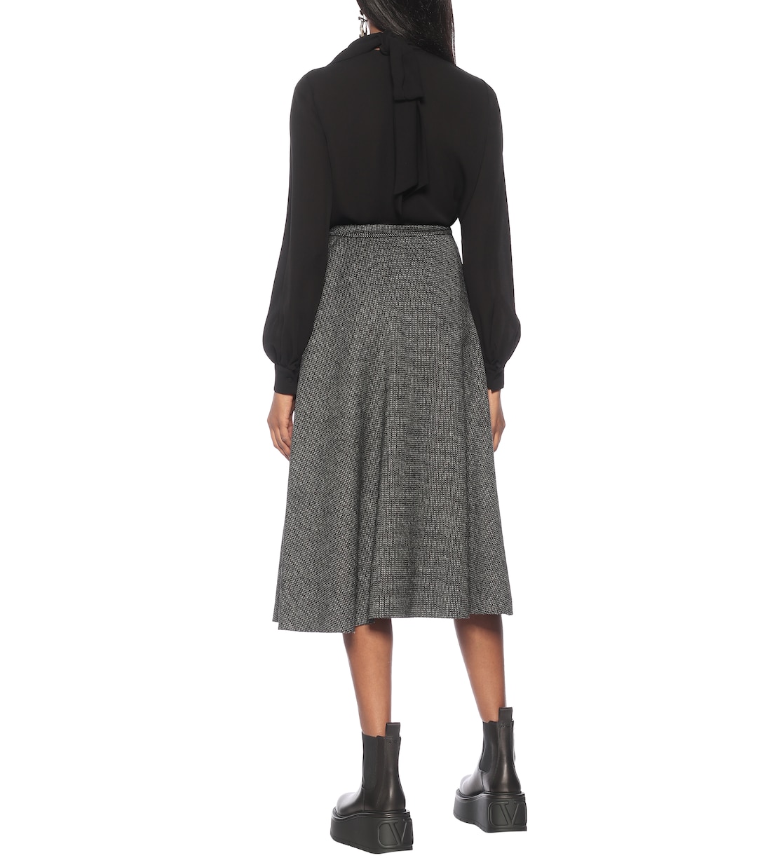 Valentino falda midi de crepé de lana | Valentino