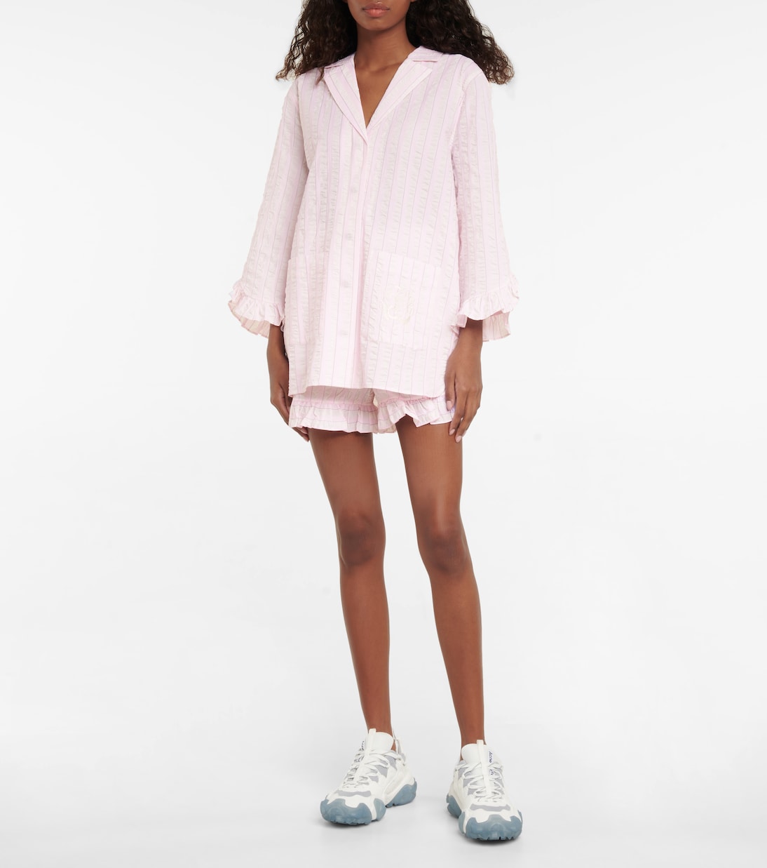 Camicia in seersucker a righe | Ganni
