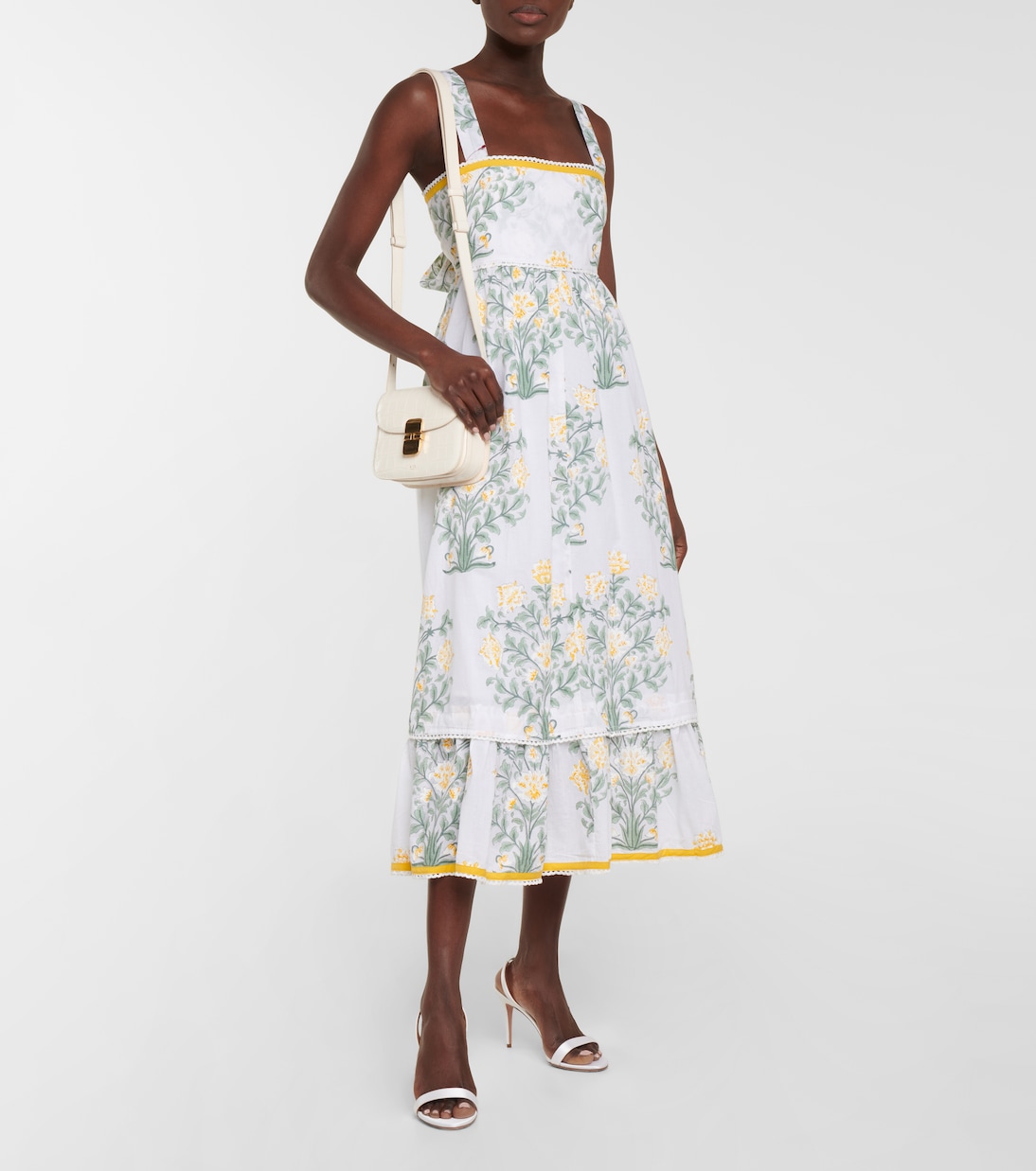 Robe midi étagée en coton à fleurs | Juliet Dunn