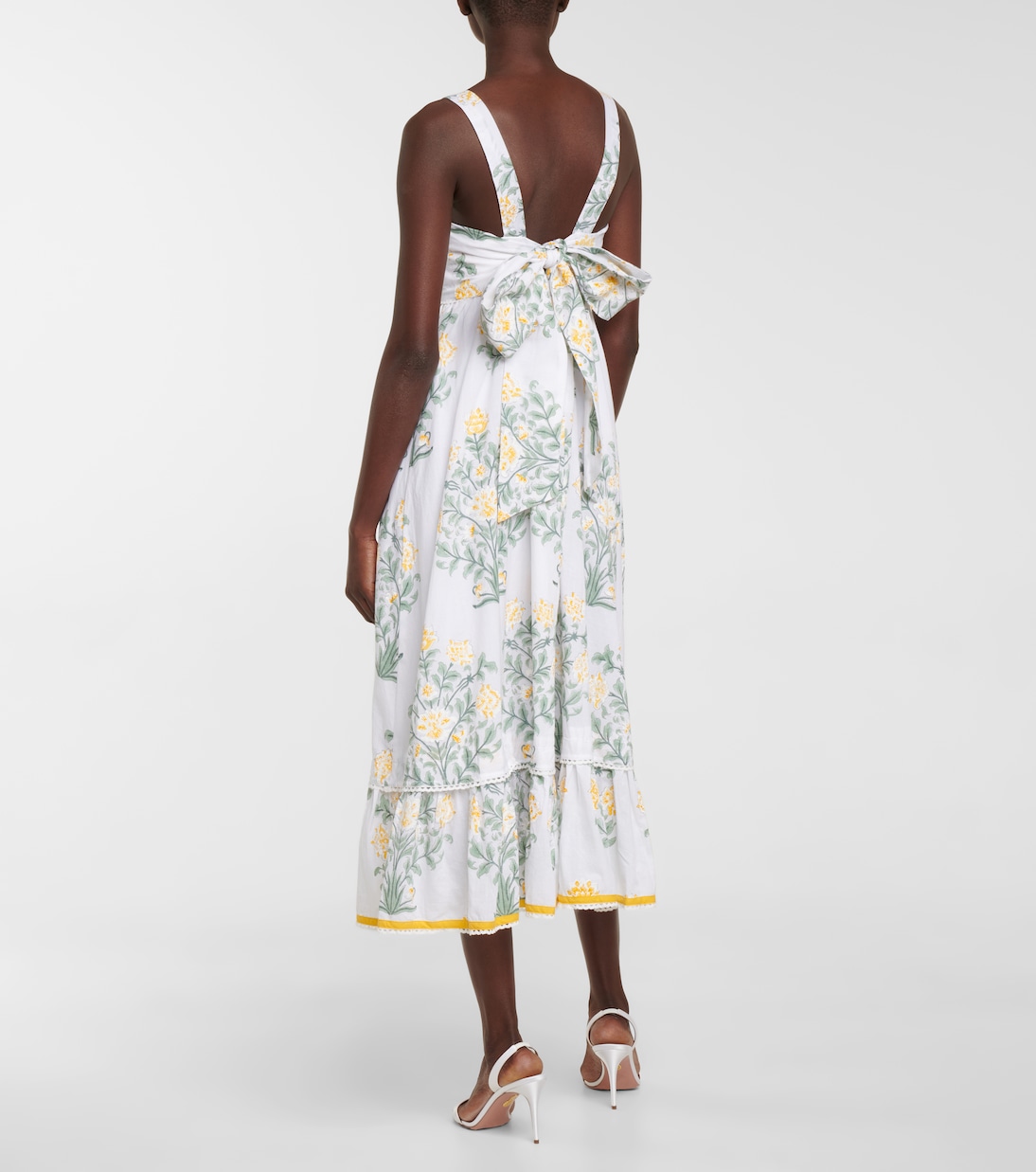 Robe midi étagée en coton à fleurs | Juliet Dunn