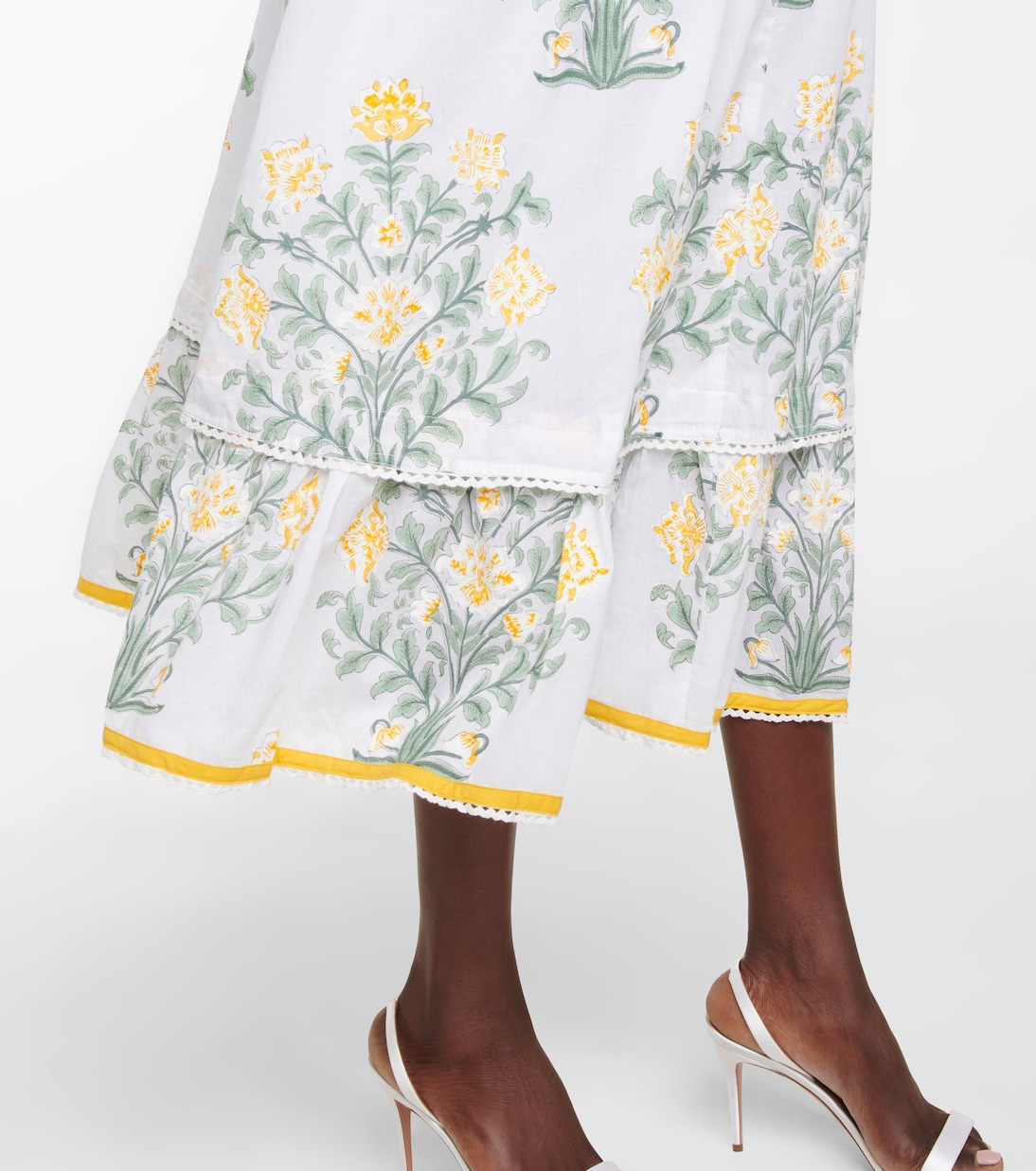 Robe midi étagée en coton à fleurs | Juliet Dunn