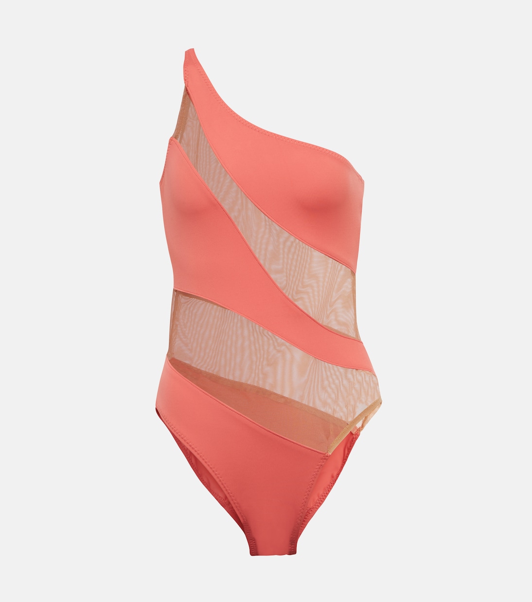 Snake mesh-paneled one-shoulder swimsuit | Norma Kamali