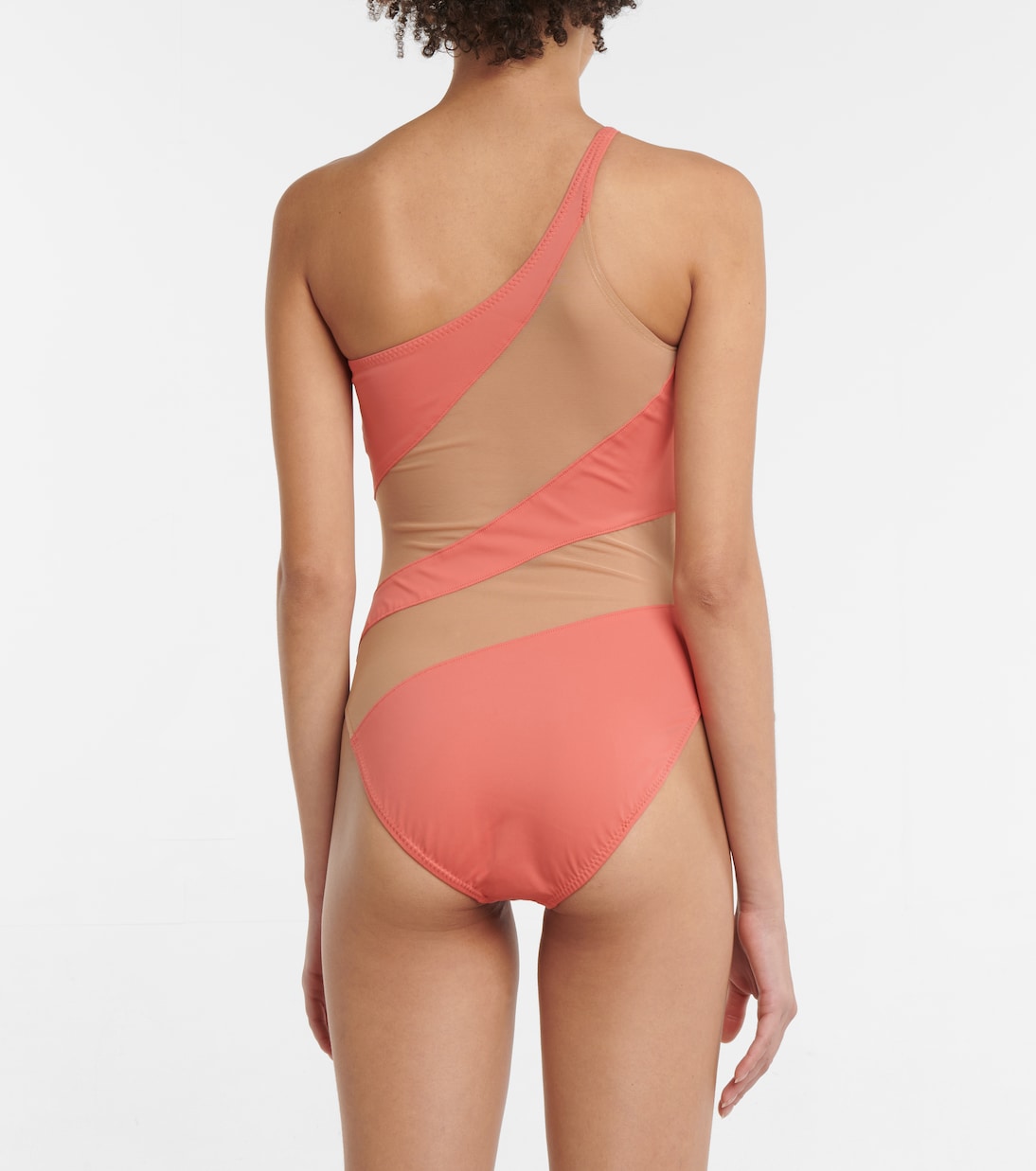Snake mesh-paneled one-shoulder swimsuit | Norma Kamali