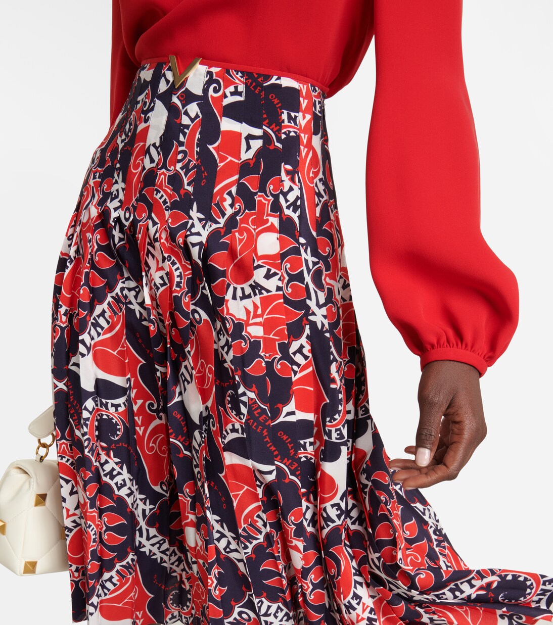VGOLD printed silk midi skirt | Valentino