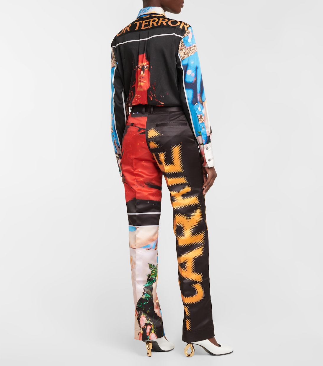 Pantaloni regular in raso stampato | JW Anderson