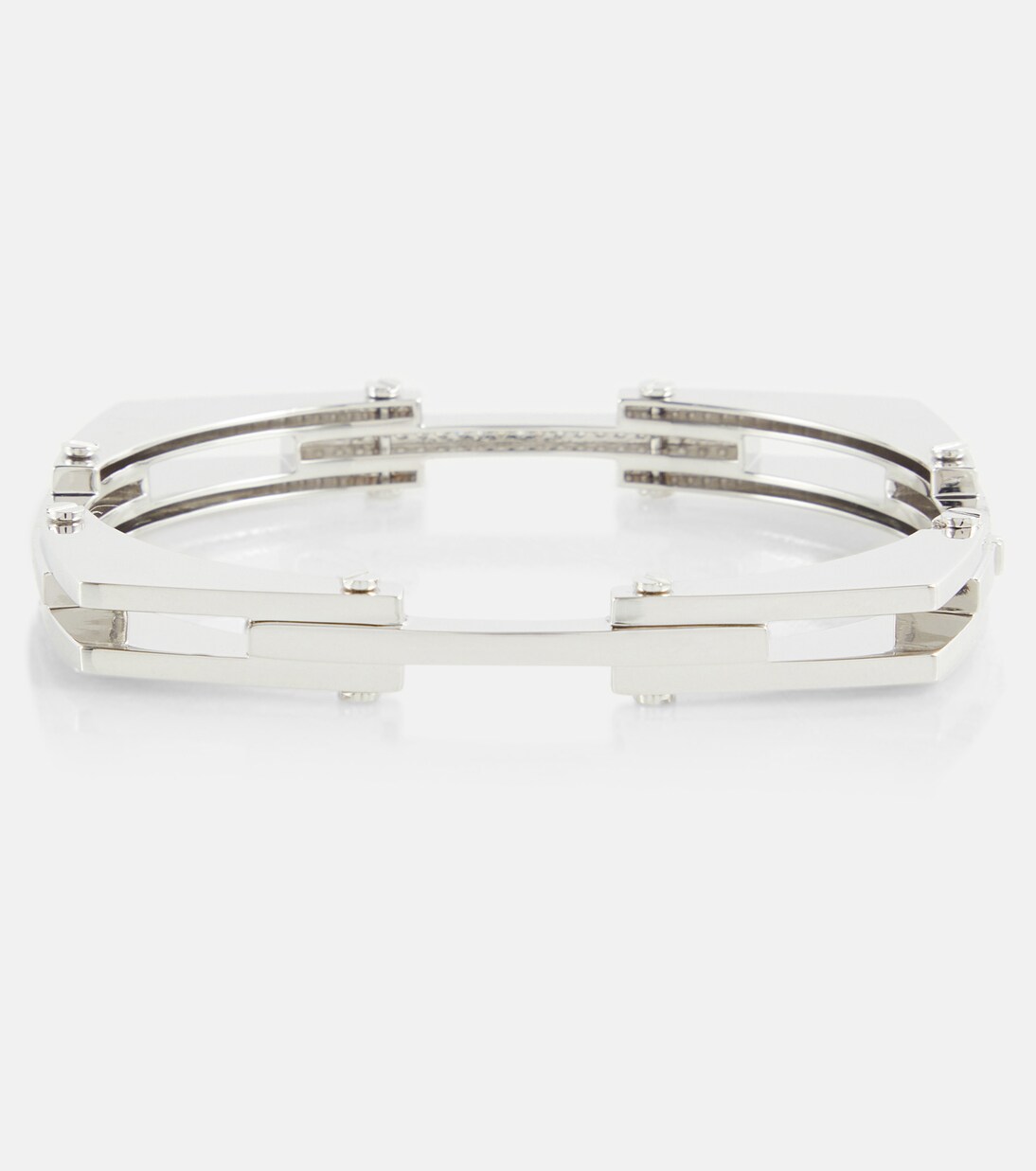 Bracciale rigido Chrome in oro bianco 14kt con diamanti | Rainbow K