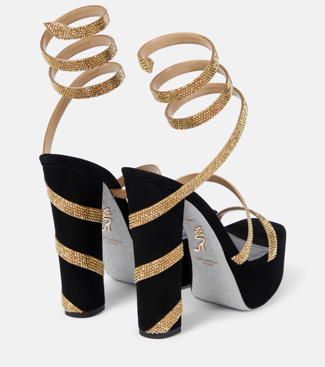 Embellished suede-effect platform sandals | Rene Caovilla